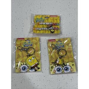 Nickelodeon 2 SpongeBob Key Chains & 2 Piece Friendship Charm New Sealed Packs